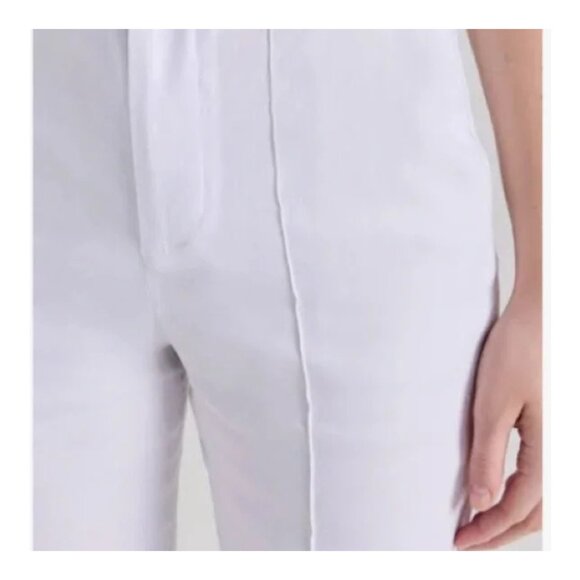 Alice + Olivia Dylan High Waisted Linen Blend Wide Leg Pants White Size 4 - Picture 3 of 9